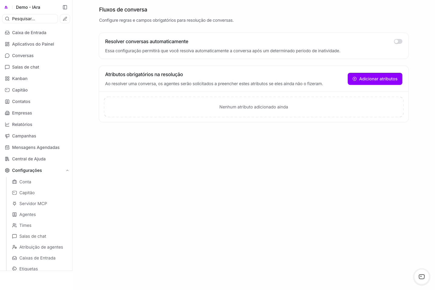 fluxo de conversa.